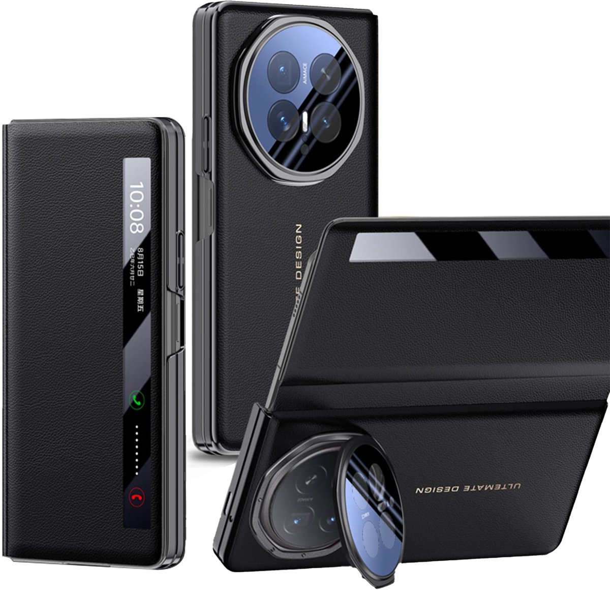Solidchoice - Premium Leren Hoes met Slimme Venster en Automatische Slaapfunctie voor Telefoon