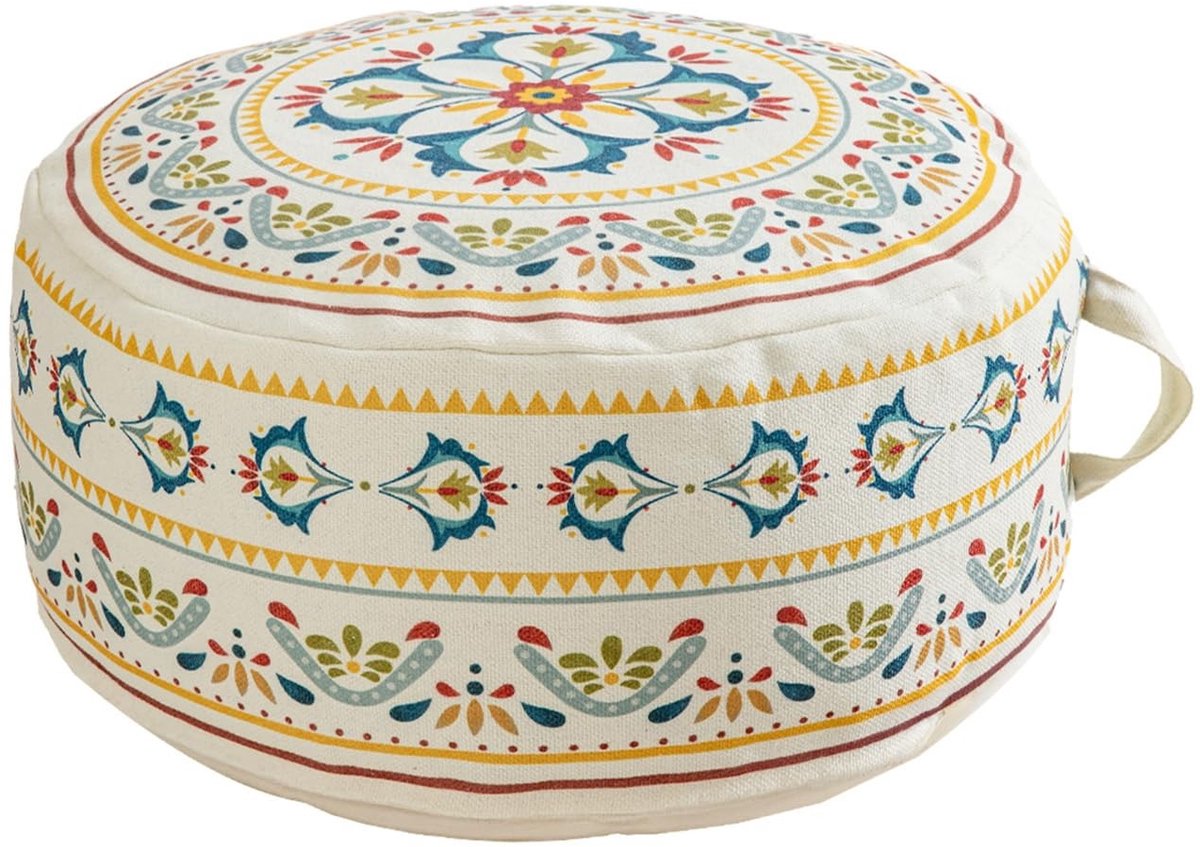 Solidchoice - Ronde Poefhoes in Boho Stijl, Diameter 45 x 20 cm