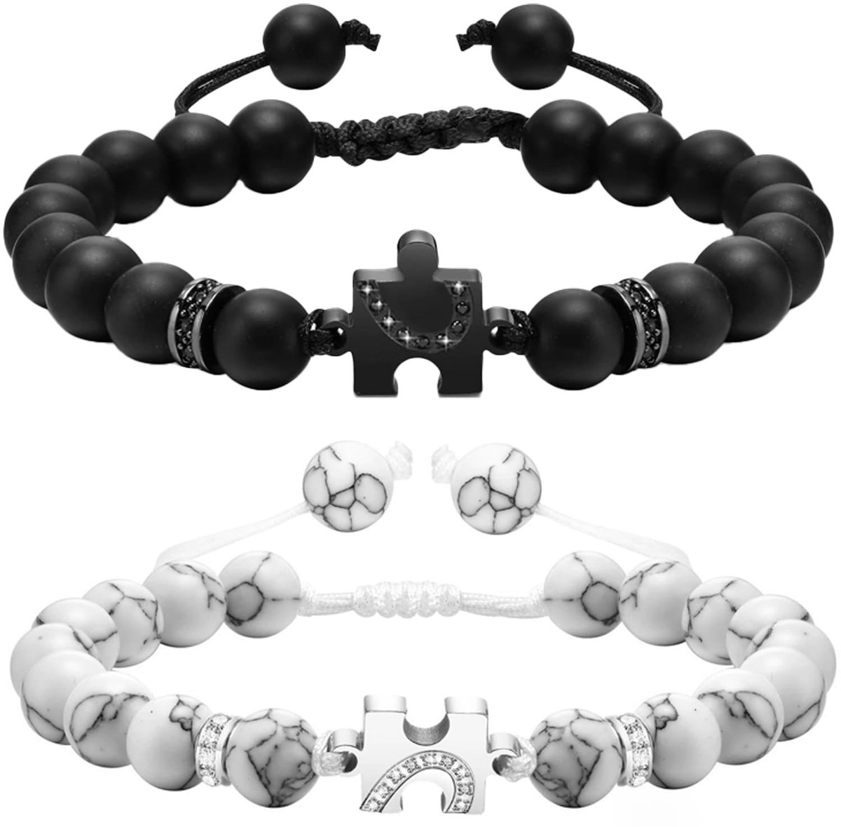 Solidchoice - Yin Yang Puzzle Armband voor Stellen, 2 Stuks