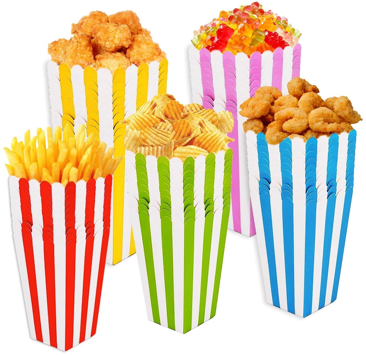 Solidchoice - Set van 50 Opvouwbare Popcornboxen voor Feesten en Evenementen