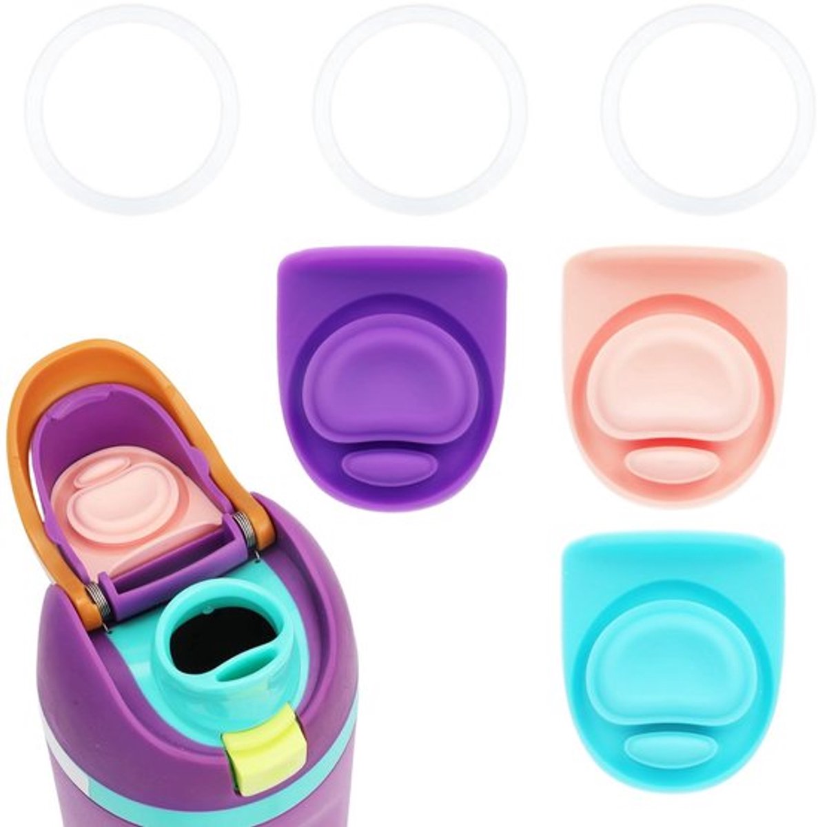 Afdichtingsringen Lekbestendig - Siliconen Stoppers - Waterfles Accessoires - BPA-vrij - 6,8 cm - 3 Stuks - Waterflesaccessoires