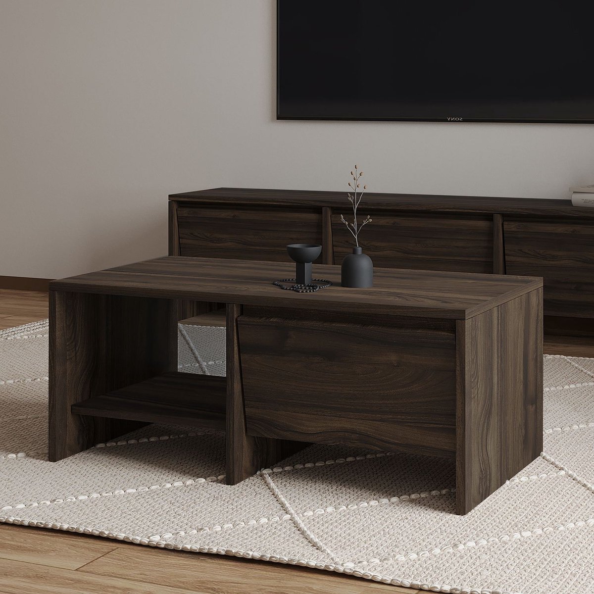 Asir - Salontafel - Walnoot - 90 x 45 x 35 cm