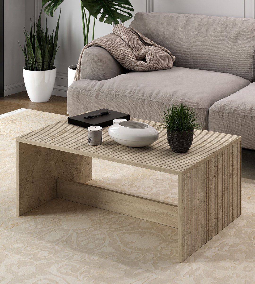 Asir - Salontafel - Travertijn - 90 x 60 x 41,4 cm