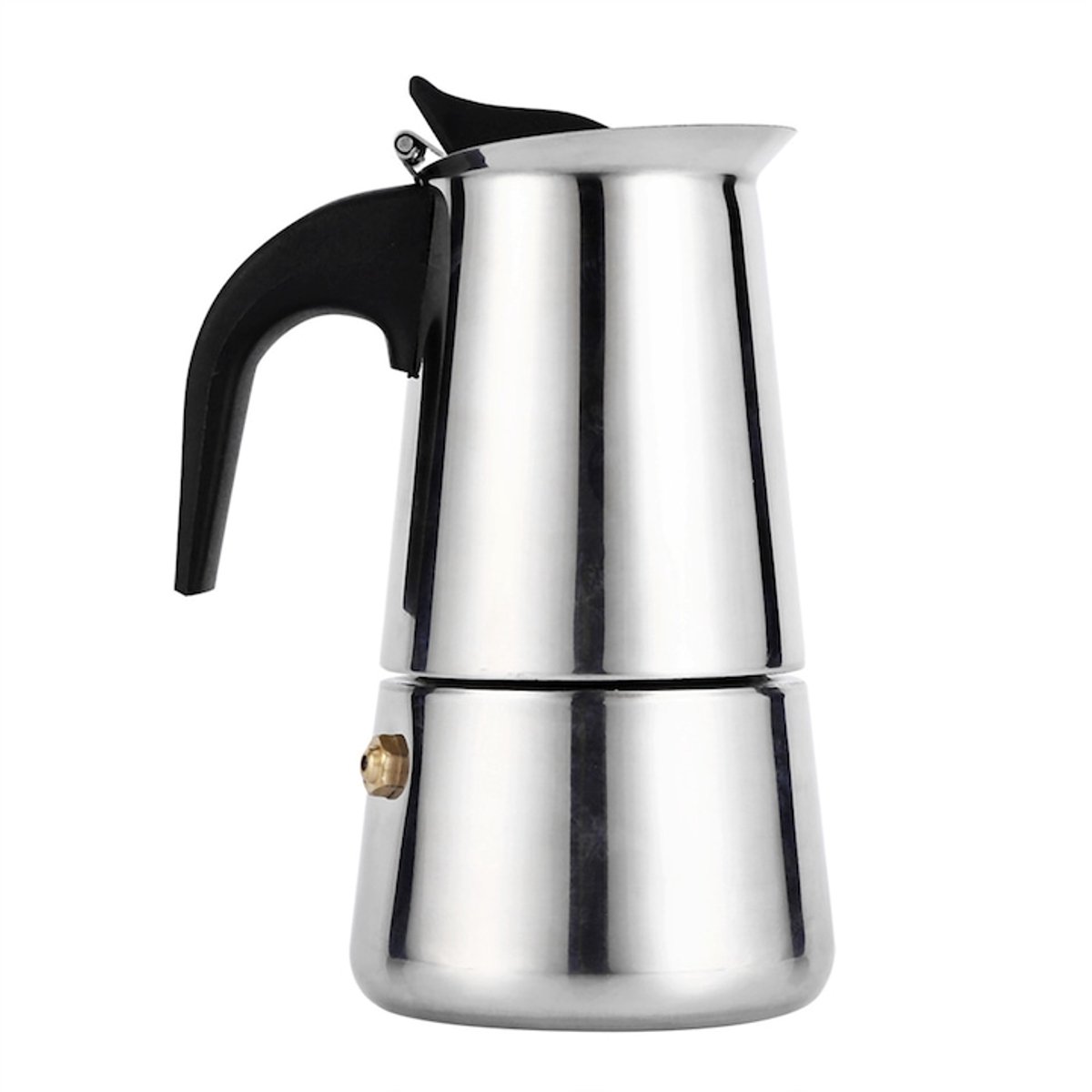 Mokapot van roestvrij staal, 100 ml, zilverkleurig, 6,3 x 8 x 15 cm