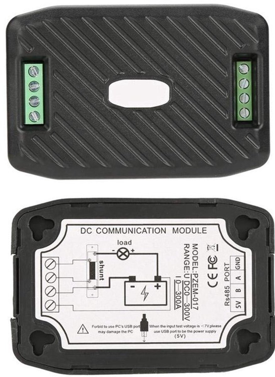 Communicatie Box RS485 interface Modbus 0-300 V 300A Shunt Usb-kabel Spanning Stroom Stroom Energieverbruik Meter (PZEM-017+USB)