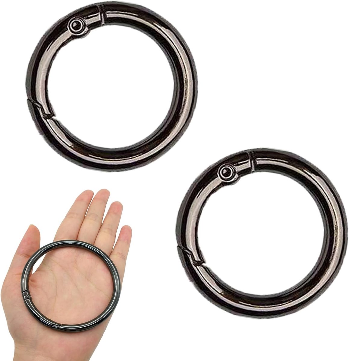 Ronde Karabijnhaken - Zwart - 75 mm - Zinklegering - Voor Sleutelhanger en Doe-Het-Zelf