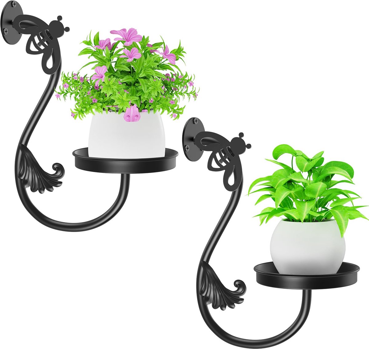 Famanu – Metalen wandmontage plantenbakken voor kamerplanten, decoratieve bloempothouder voor muurplanten in woonkamer of kantoor, perfect voor het ophangen van je favoriete planten