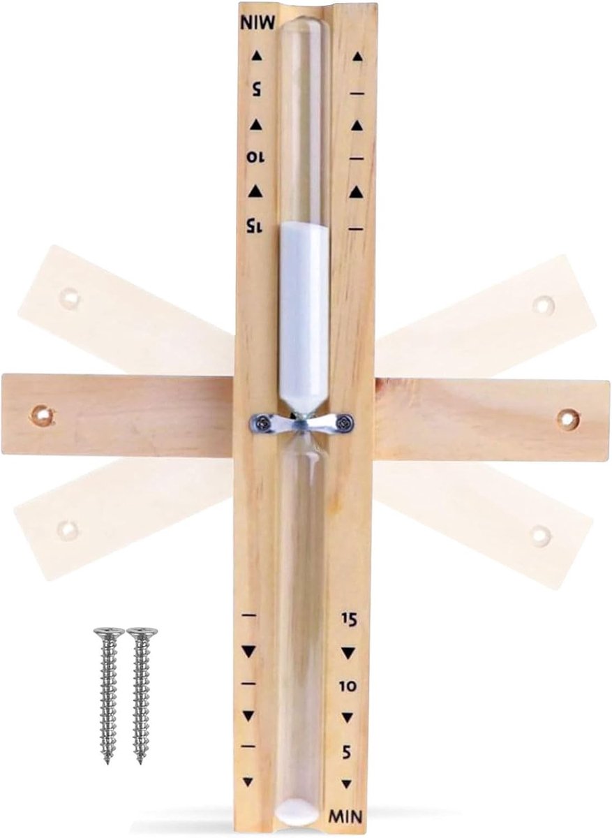 Sauna Timer met Rotating Design - 15 Minuten Analoge Sauna Klok van Hout voor Muurmontage - Inclusief 2 RVS Schroeven en Perfect voor Wellness en Ontspanning