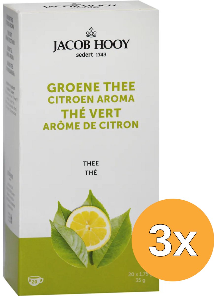 3x Jacob Hooygroene Thee Citroen (20 stuks)