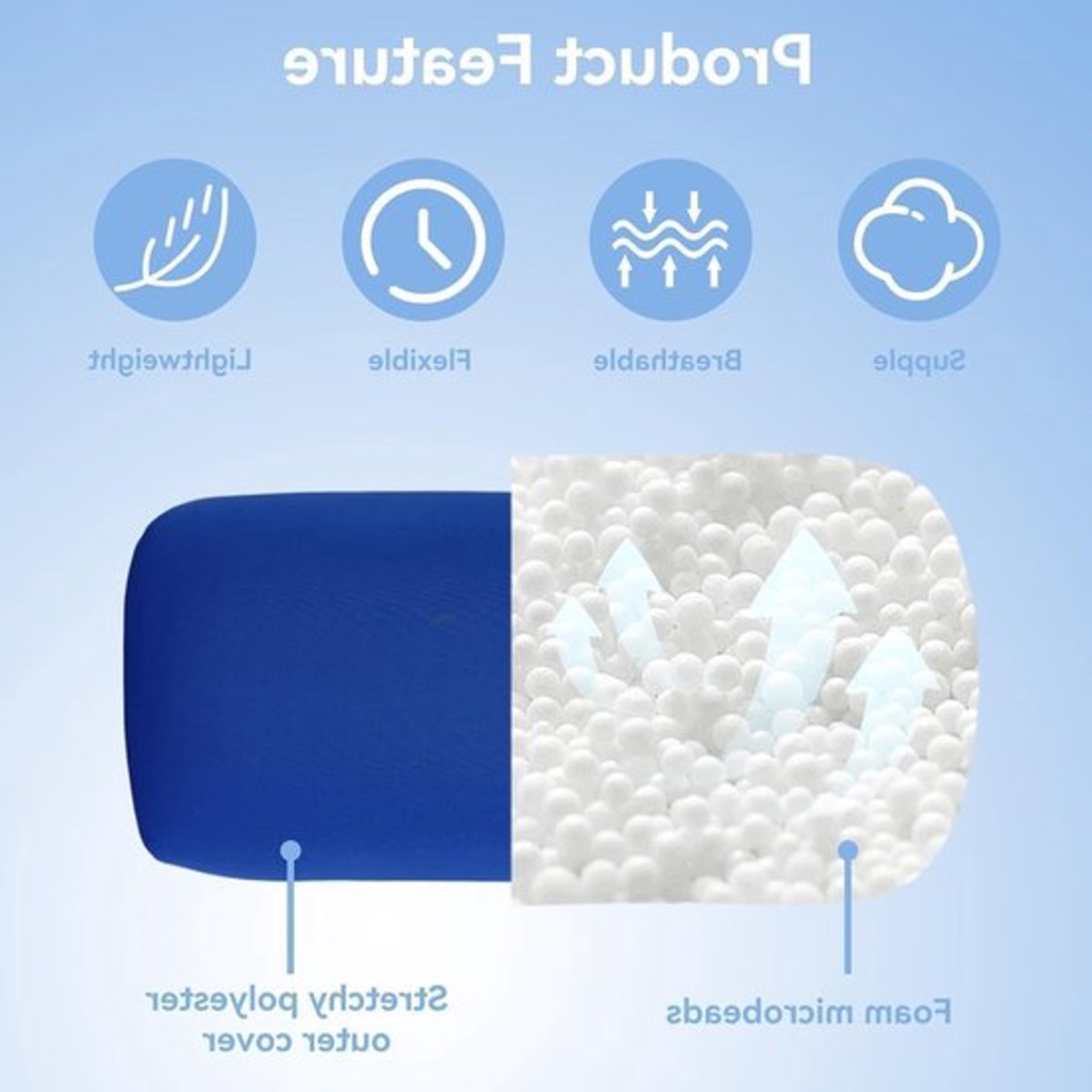 Verstelbare Neckersteun Kussen voor Thuis en Reizen - Ronde Cervicale Roller en Flexibele Bead Kussens in Blauw voor Optimale Ondersteuning