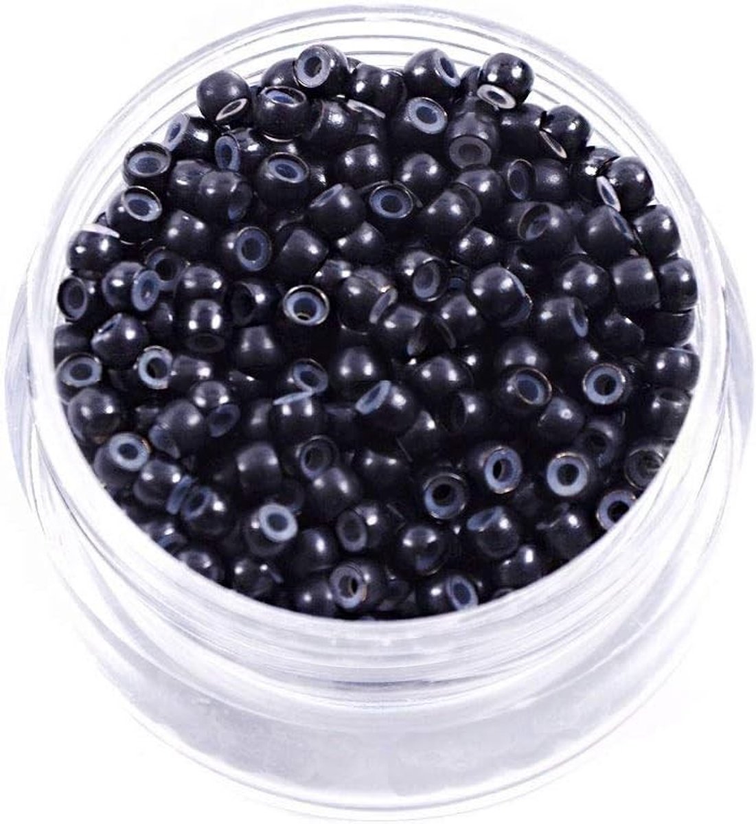 500 Stuks Zwarte Silicone Lined Haarverlenging Kralen - Micro Kralen en Ringen voor Haarverlenging