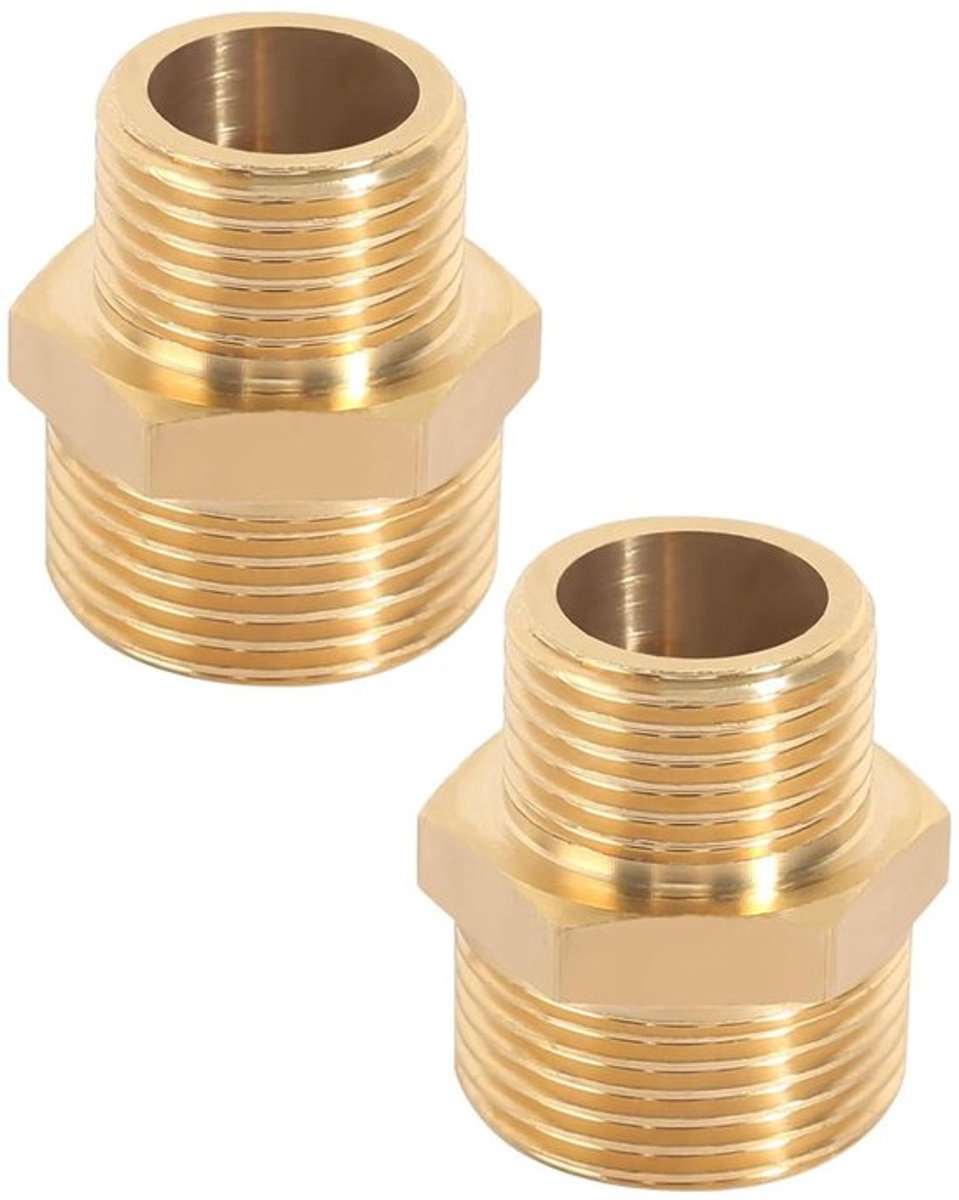 Verloopstuk - Slangaansluiting 1/2 Inch Naar 3/4 Inch - Hoogwaardig Messing - Duurzaam en Betrouwbaar - Ideaal voor Tuin en Klussen - 2-D...