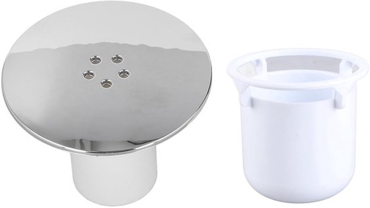 Doucheafvoer Chroom - Afdekking 115mm - Afvalval Plug - Verwijderbare Dipbeker - Efficiënte Waterafvoer - Eenvoudig Schoon te Maken - Afvoerplug