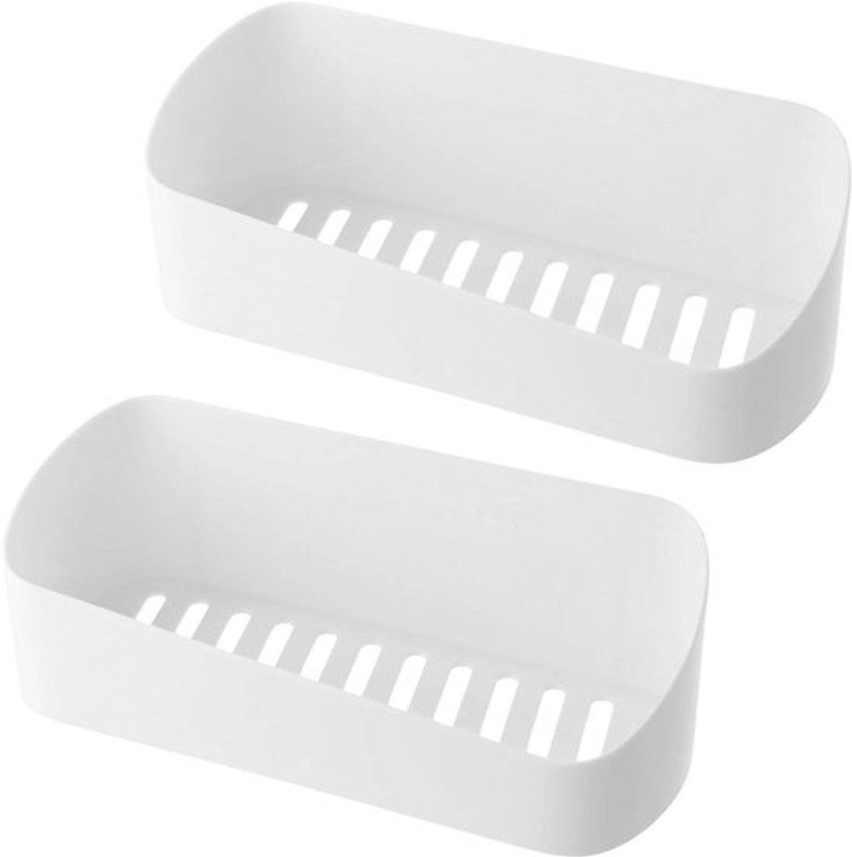 Organiseer je Badkamer met 2 Witte Plastic Opbergmanden voor Douche en Shampoo - Makkelijk te Bevestigen, Geen Boren Nodig, Ideaal voor Badkamer en Keuken