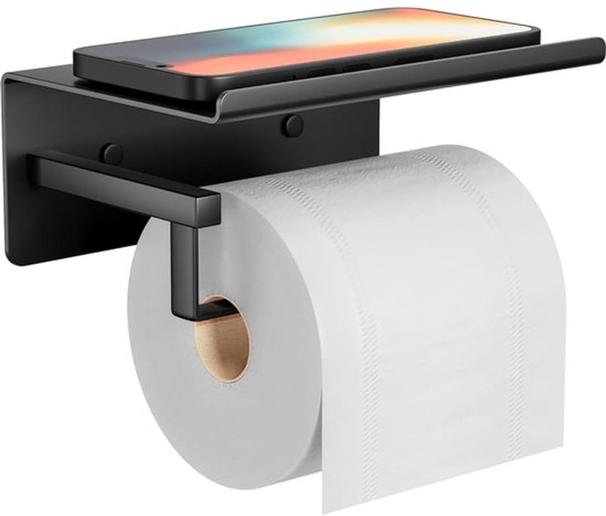 Toiletpapierhouder - Zelfklevend - Zwart - Roestvrij staal