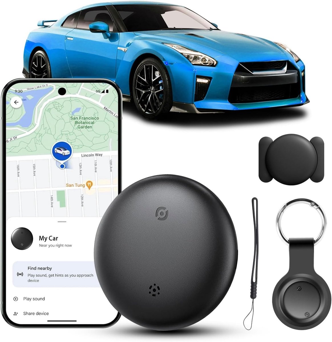 GPS-tracker voor voertuigen - Zwart - Compact - Real-time GPS-tracker zonder abonnement - Voor Android