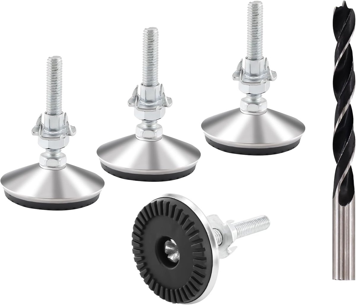 4 pieces M8 x 50 mm levelling legs, furniture legs, adjustable, metal, M8 leveling legs, height adjustable, adjustment - ShopVlot