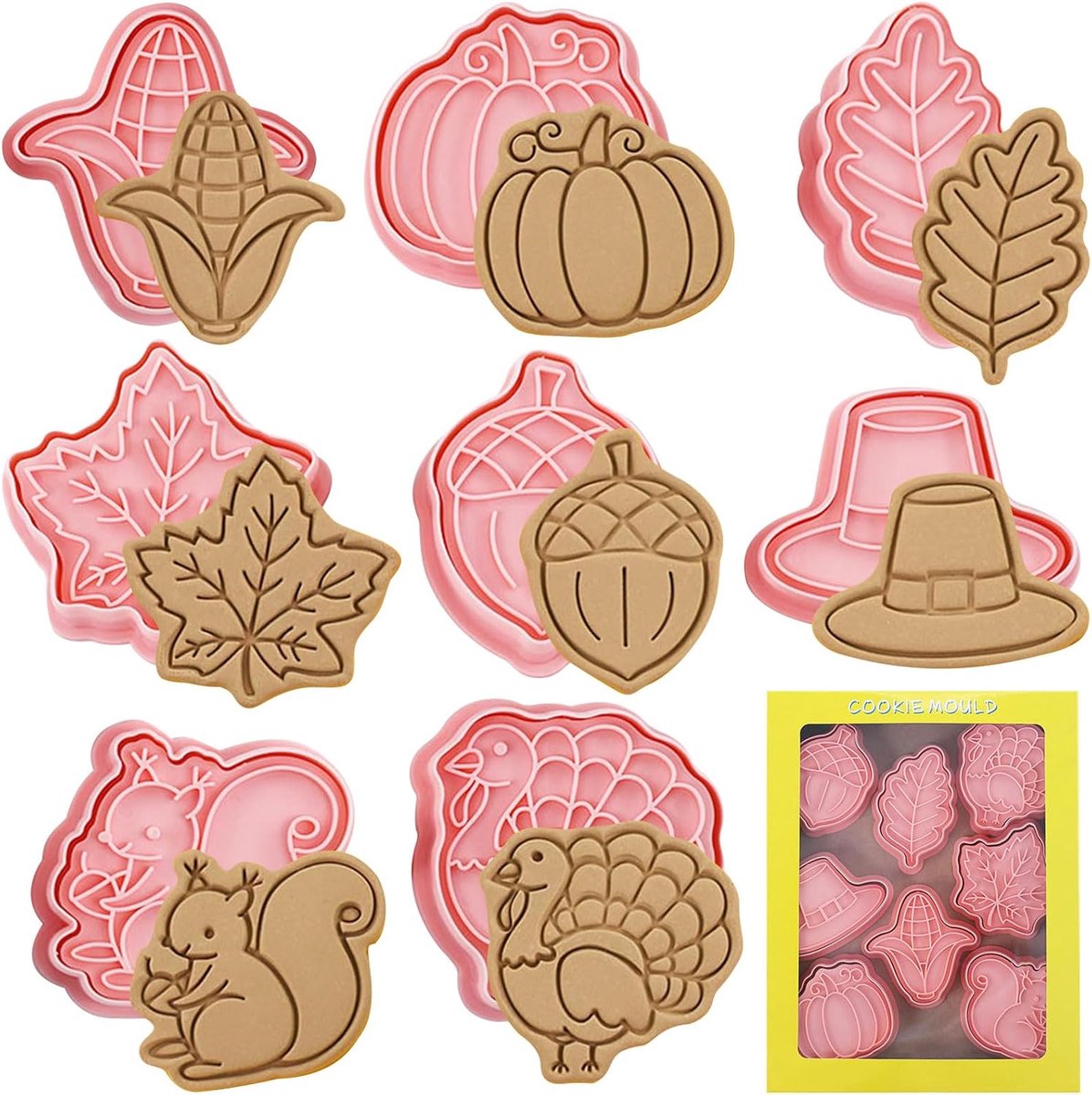 Seasboes 8 Pcs Cutters Thanksgiving Autumn Decoration DIY Cookie Cutters Set for Kids Thanksgiving Thanksgiving Cookie - ShopVlot