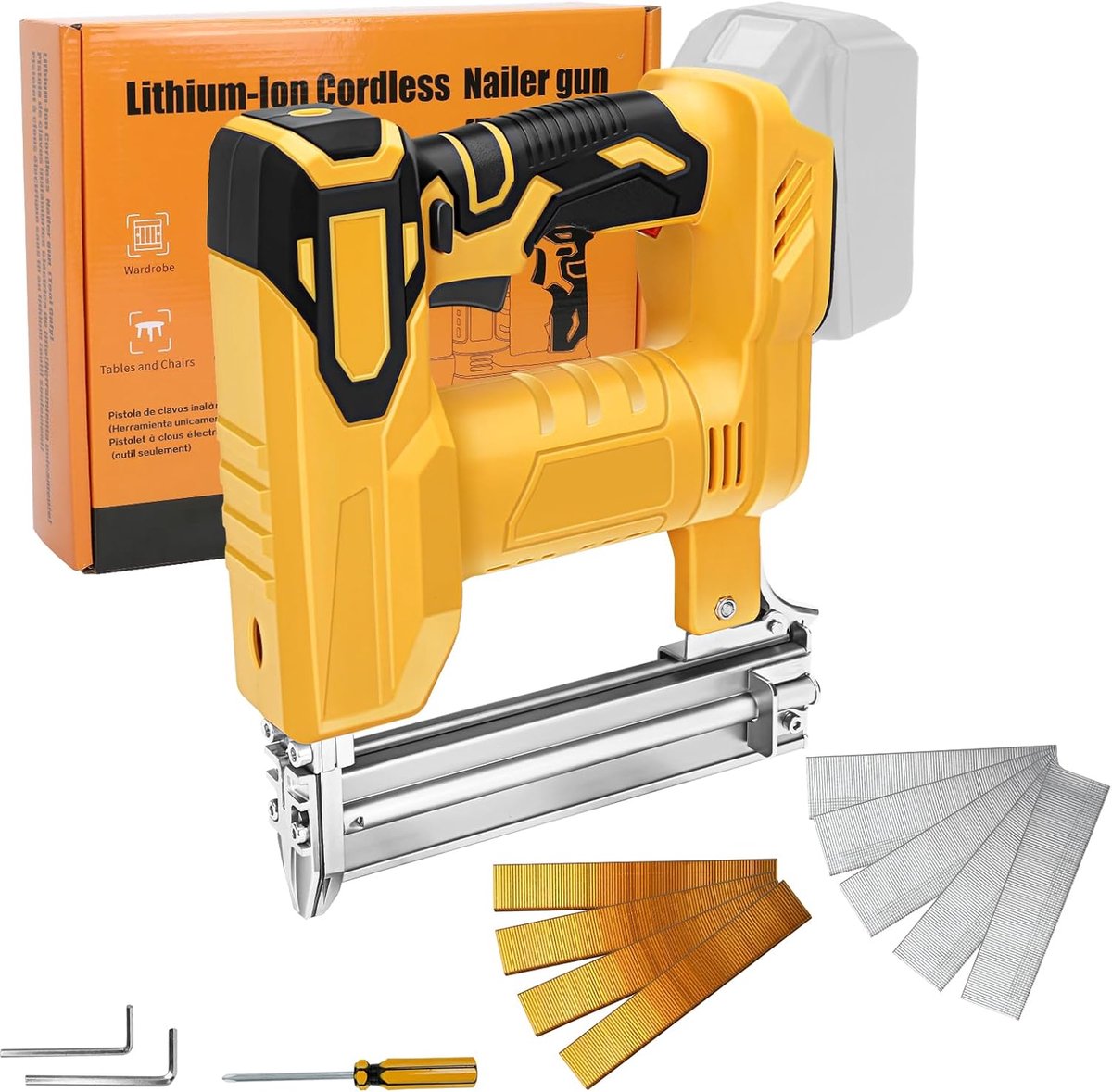 Wireless 18GA Brad Nailer Compatible with DEWALT 20V Battery, 2-in-1 Brushless Nail Gun/Staple Gun with 500 Nails and - ShopVlot