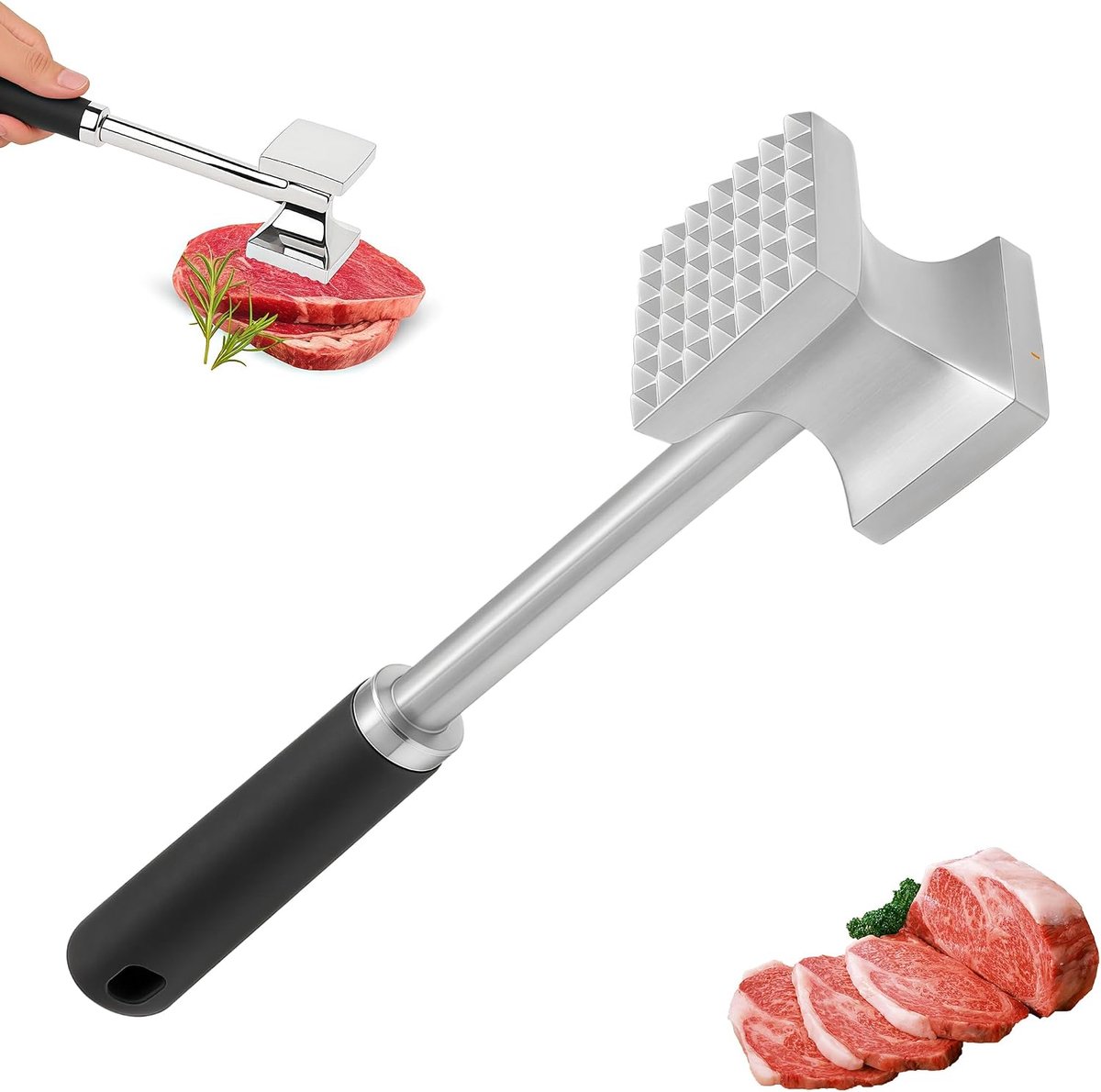 Meat Hammer Stainless Steel Dishwasher-Safe, Meat Hammer Stainless Steel, Schnitzel Hammer Stainless Steel - ShopVlot
