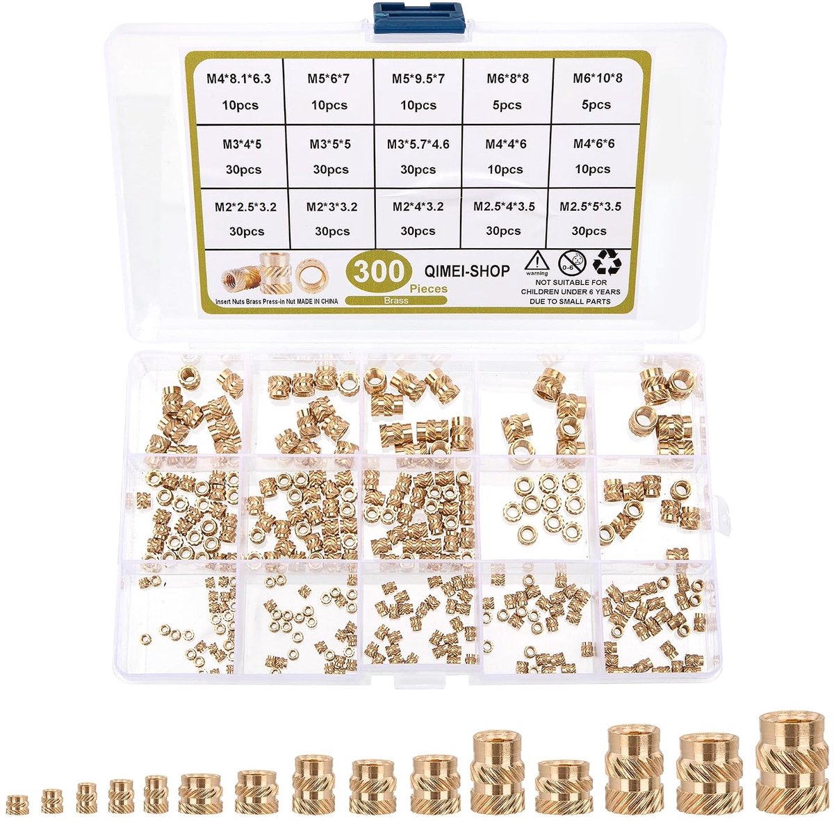 Pack of 300 Thread Inserts M2, M2.5, M3, M4, M5, M6, Thread Inserts for Plastic for Inserting into 3D Printer Parts - ShopVlot