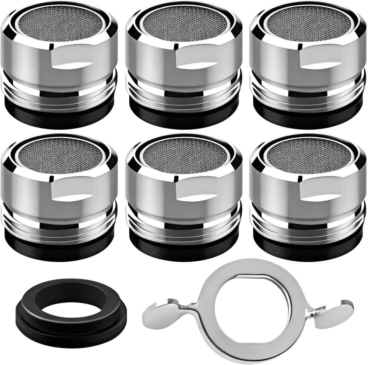 6 Bubbler, 1 Moersleutel, Tapkraan Seal Filter, Water Spray Aanpassing Apparaat, Water Flow Grootte Aanpassing - ShopVlot