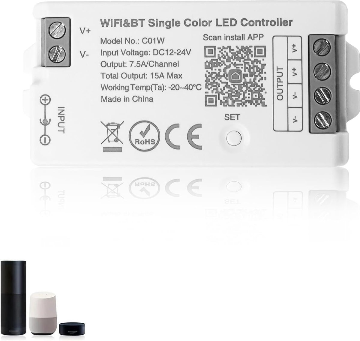 C01W WiFi Bluetooth LED Controller Single Color,Speech/APP Control - ShopVlot