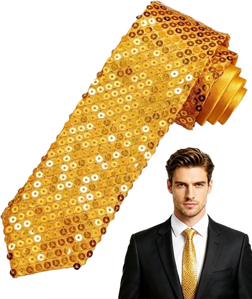 Gouden Glitters Krawatte voor Volwassenen, Perfect voor Kostuums, Mottoparty's en Carnaval Accessoires