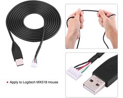 Dailygoods - USB-muiskabel - vervangingskabel - 2 meter - zwart - muisaccessoires - geschikt voor MX518 - 3,5 mm