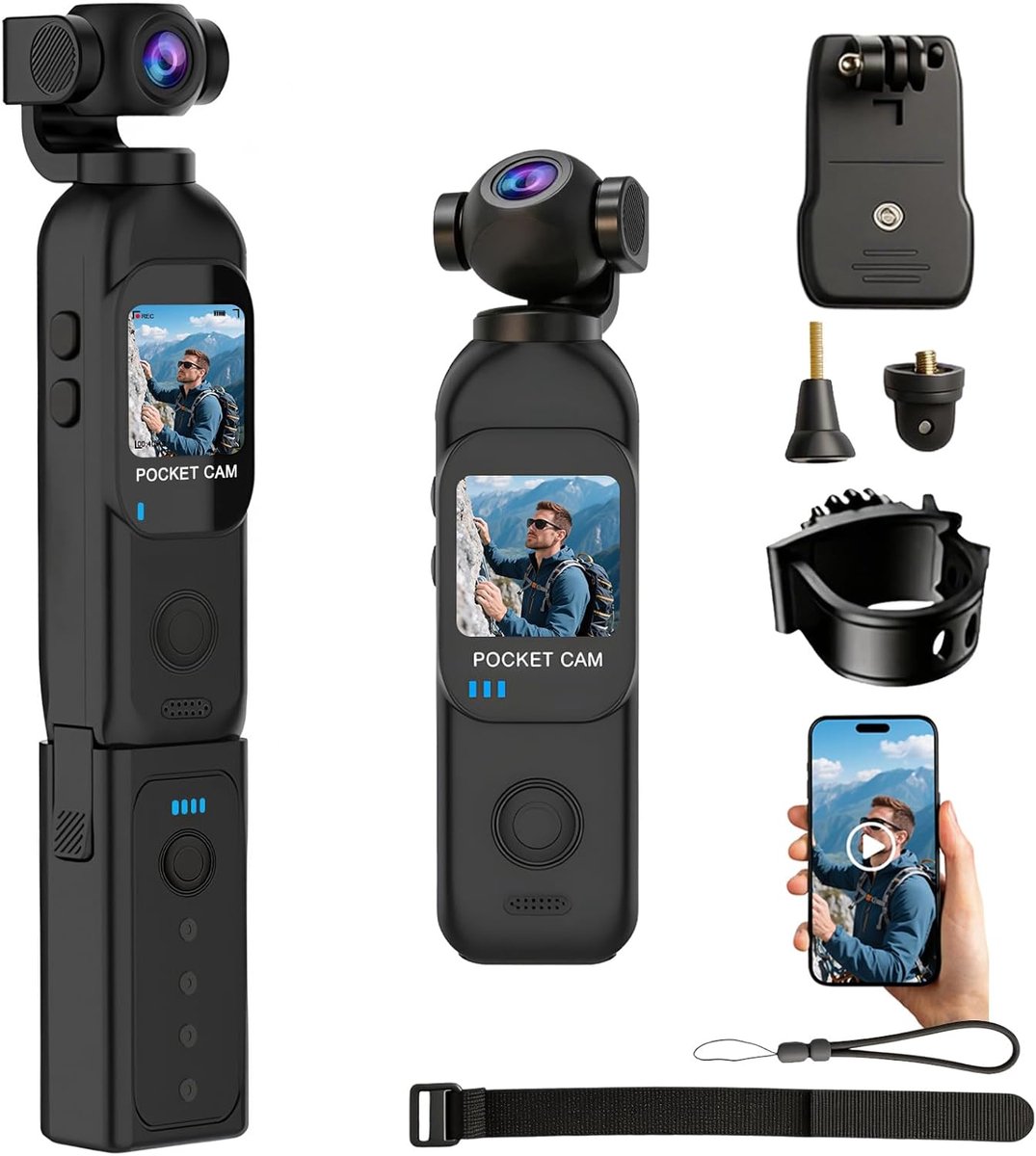 Mini actiecamera 270 graden draaibaar - Handheld body cam - WiFi vlog POV camera - Ideaal voor avontuurlijke opnames - ShopVlot