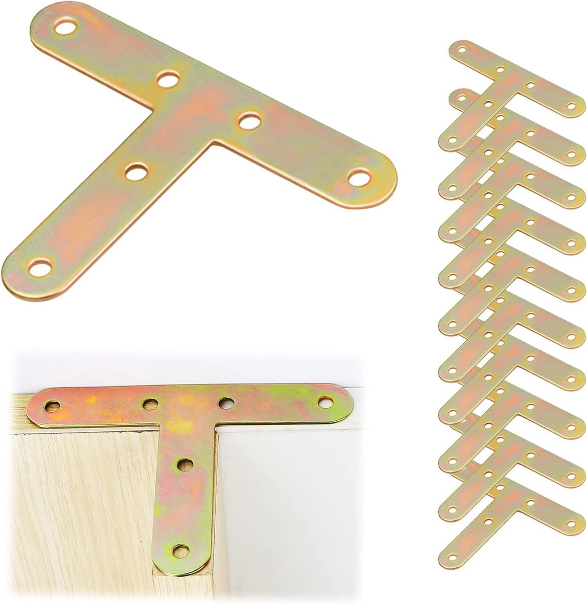 Hoekplaat T-vormig 11 x 8 cm - Stalen hoekverbindingen - Robuust en waterbestendig - Ideaal voor meubels - ShopVlot