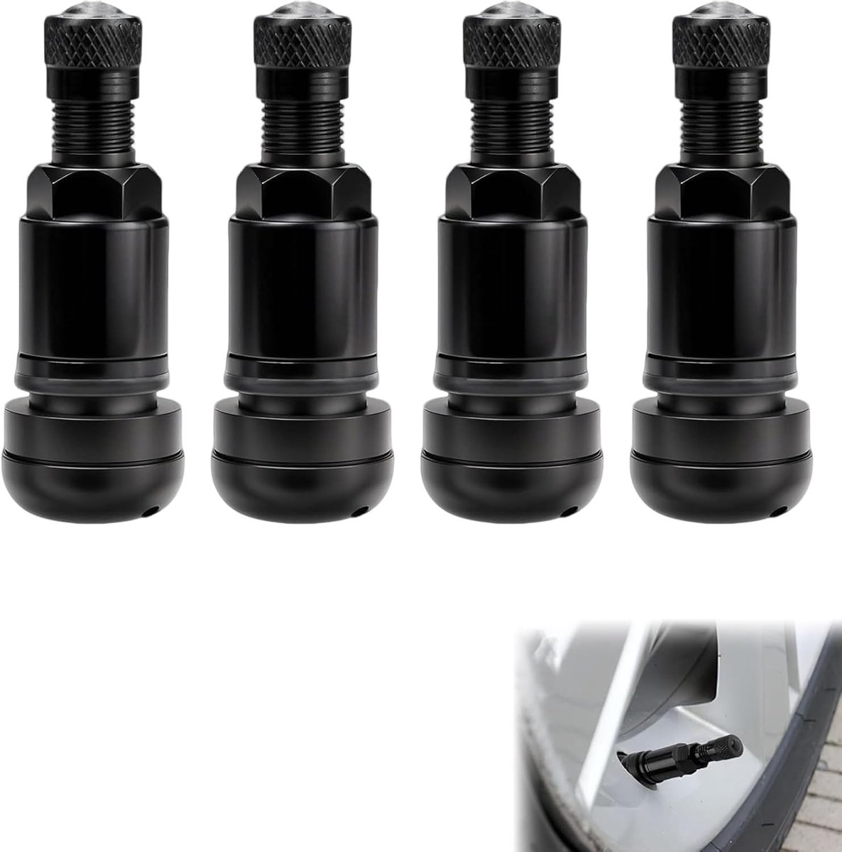 Metalen Bandenventielen voor Lichtmetalen Velgen - Universele Ventielset 42 mm, Tubeless Autoband Ventielen voor Auto, SUV en Motorfiets, 4 Stuks