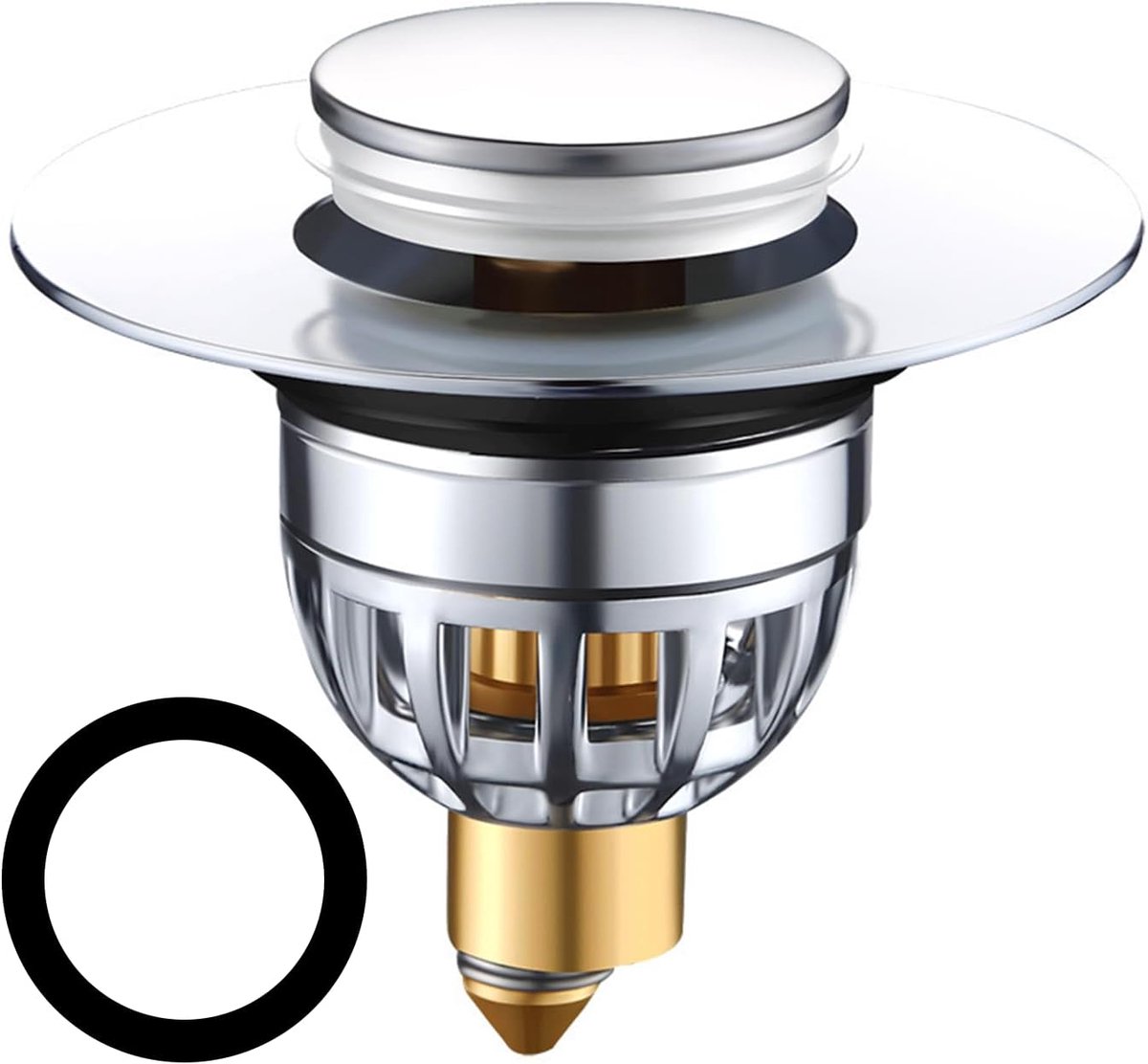 Afvoergatplug 34-40mm - RVS - Pop-up met filter - Voorkomt verstoppingen - ShopVlot