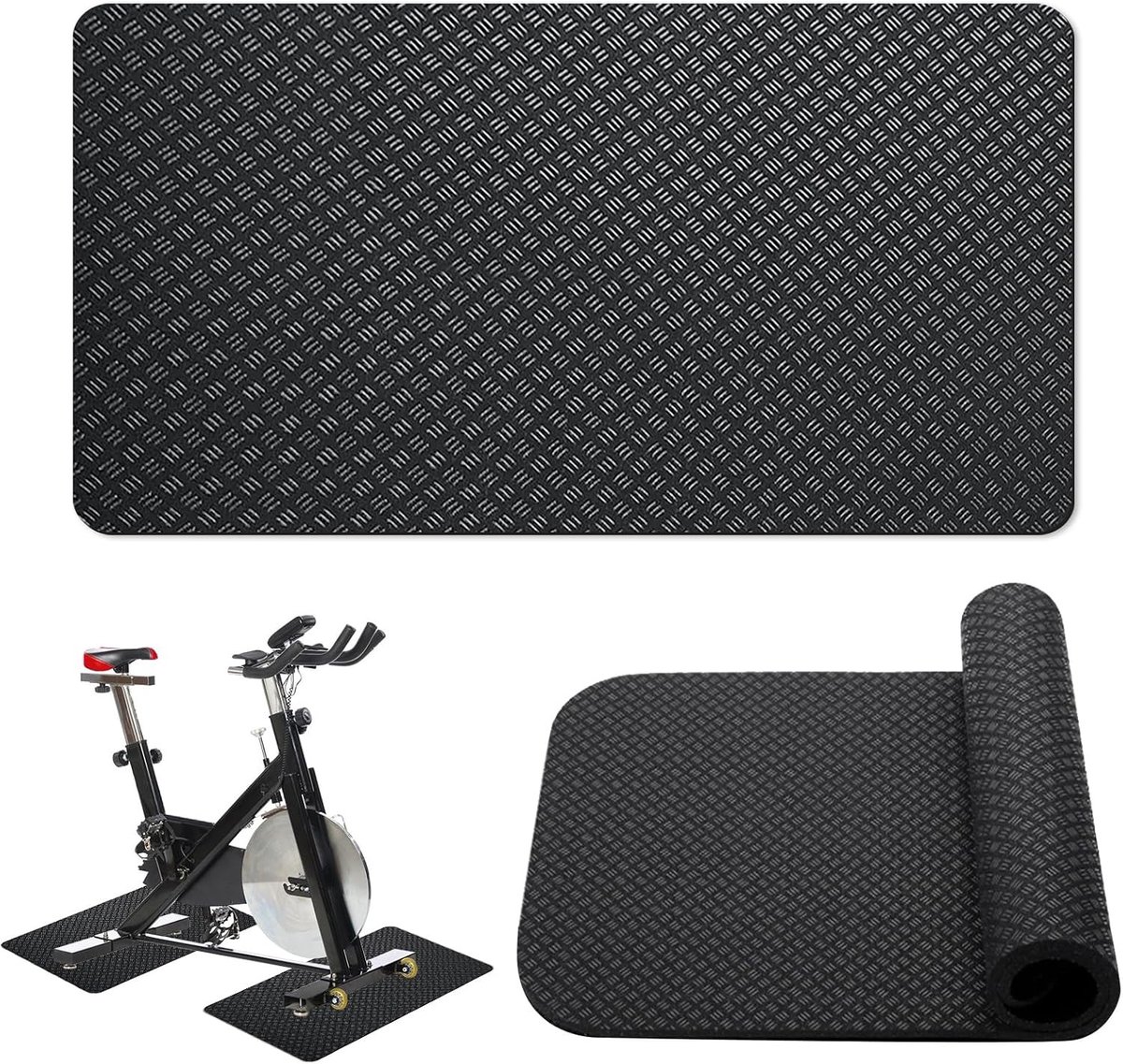 Set van 2 Vloermatten voor Bescherming van Fitnessapparatuur - Antislip en Schokabsorberend voor Sportuitrusting en Oefenfietsen, Ideaal voor Thuisgebruik en Gym
