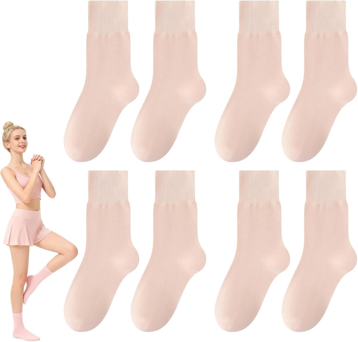 Balletsokken voor meisjes en vrouwen - katoen - ademend en naadloos - ideaal voor dans en yoga - ShopVlot