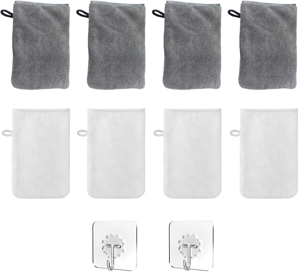 Gezichtsreinigingspunten 8 Stuks - Make-up Removerhandschoenen - Inclusief Haken - Ideaal voor Reizen - ShopVlot