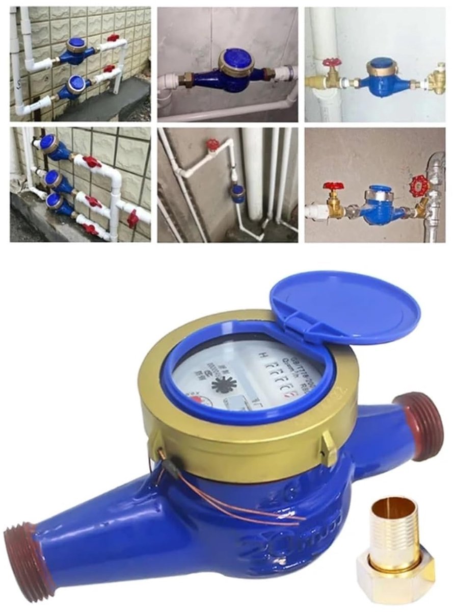 Watermeter DN20 - ijzer en messing - horizontale installatie - voor tuin gebruik - ShopVlot