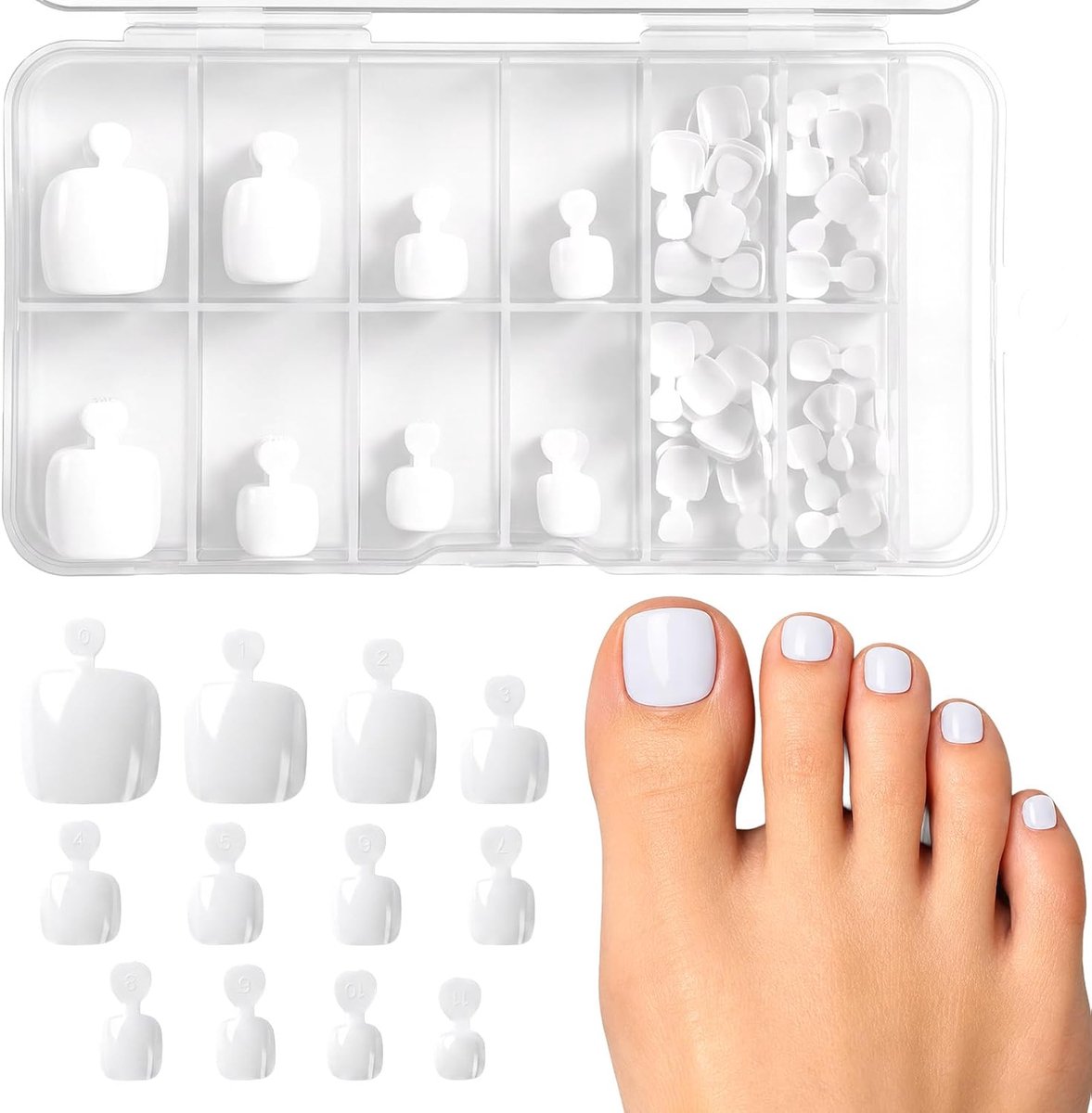 Press-on teennagels 120 stuks - witte vierkante tips - lichtgewicht en duurzaam - perfecte pasvorm zonder lijm - ShopVlot