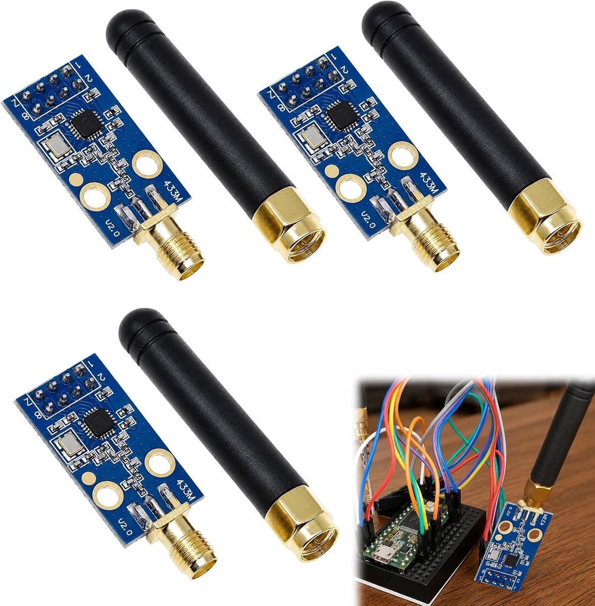 Draadloze module CC1101 433 MHz - 3 stuks met antenne - digitale transmissiemodule - betrouwbare communicatie - ShopVlot