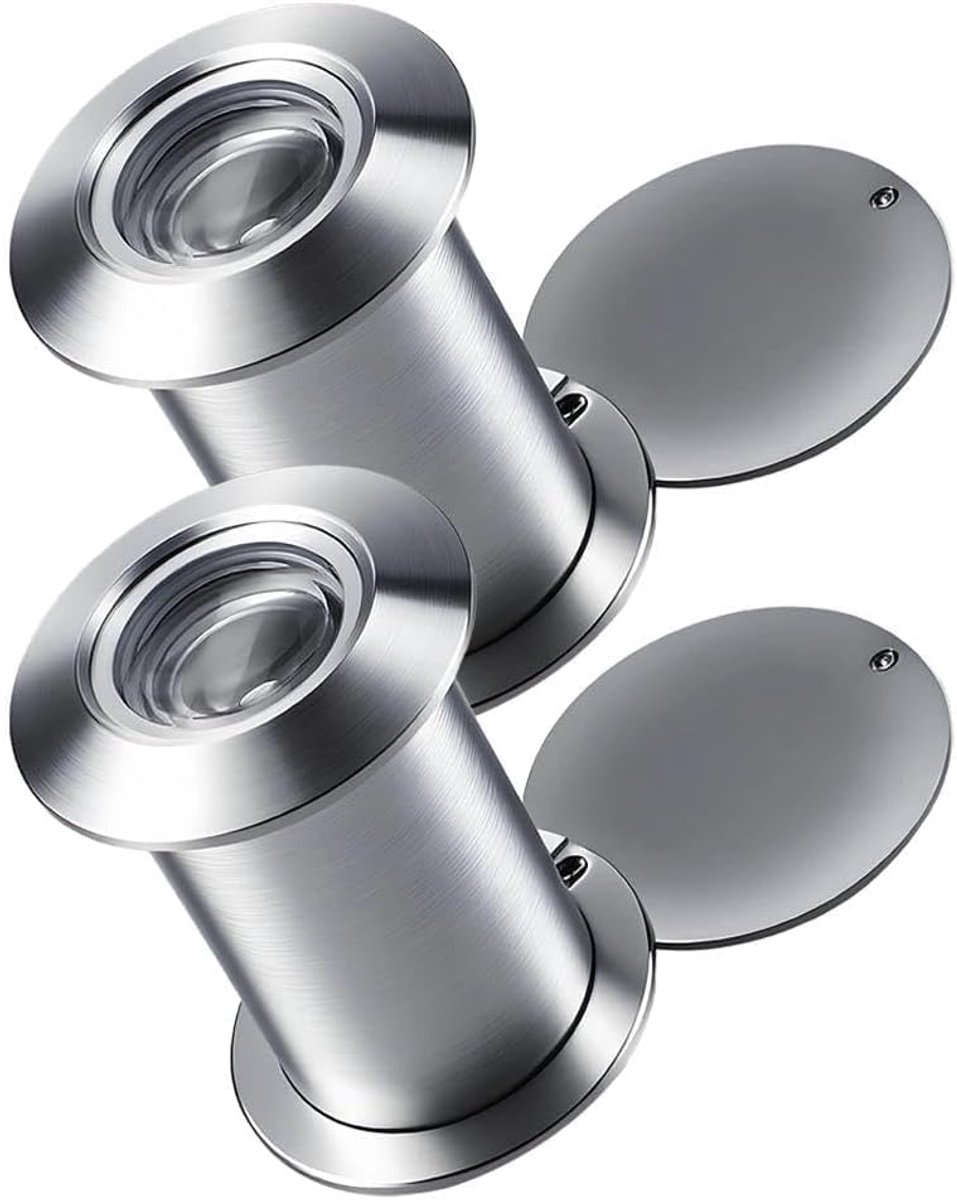 Deurspion 200 graden - zilver - met afdekking - perfect voor extra veiligheid - ShopVlot