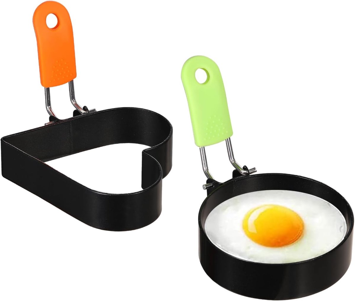 Eierringen voor bakken - RVS met antischroeihandvat - Voor pannenkoeken en mini burgers - Makkelijk in gebruik - ShopVlot