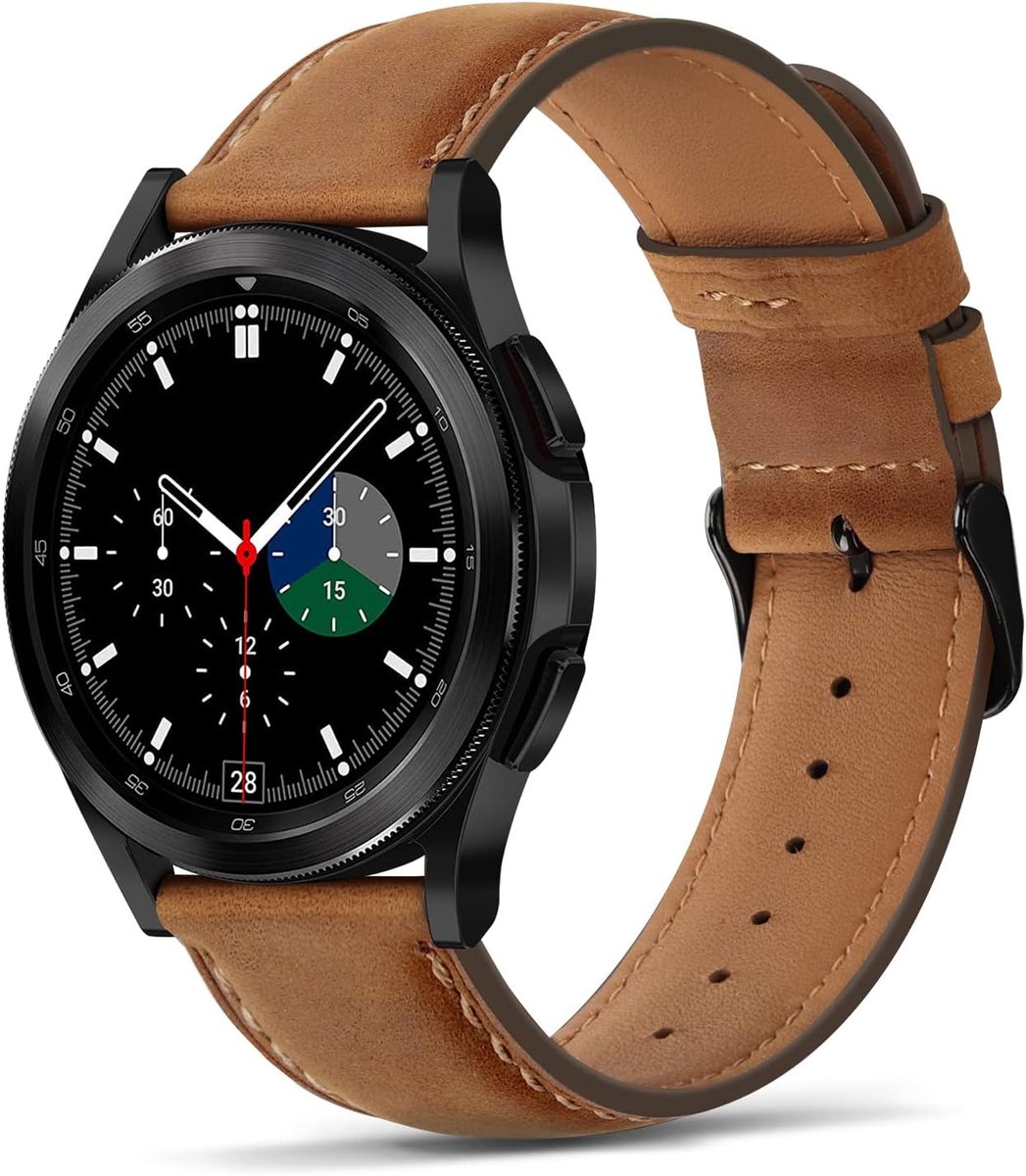 Lederen horlogeband 20mm - Echt leer - Geschikt voor Galaxy Watch 4/5/6 - Stijlvolle upgrade voor jouw smartwatch - ShopVlot