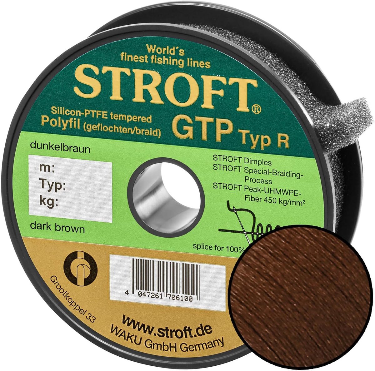 Line STROFT GTP Type R Gevlochten Donker Bruin 100 m String - ShopVlot