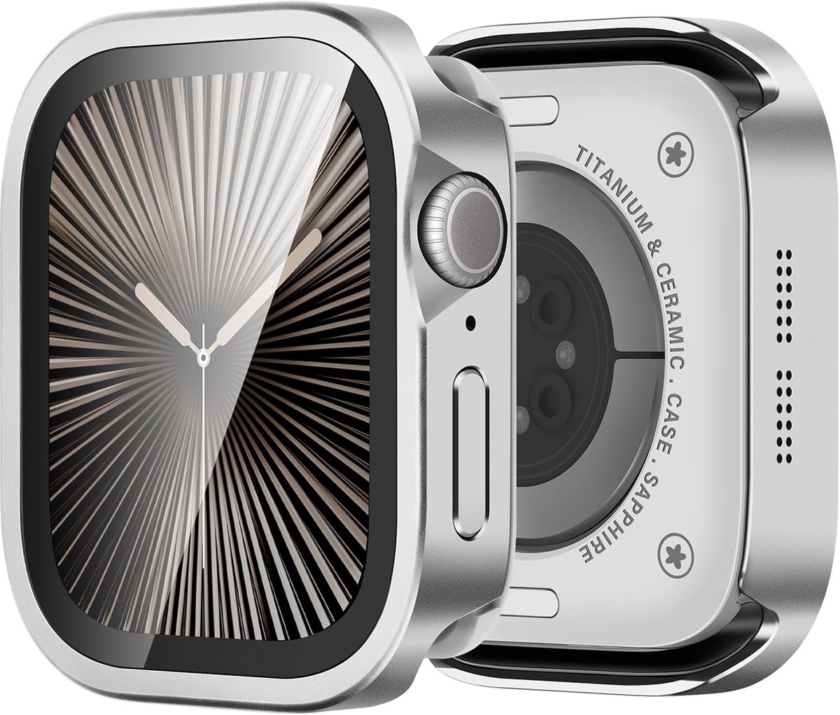 Bisikor 3 in 1 Metal Cases Compatible with Apple Watch Series 11/10 46mm Case Built-in Screen Protector, Straight Edge - ShopVlot