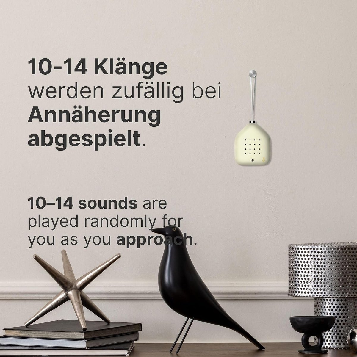RELAXOUND Lily Bells Decoratieve klankhanger met bewegingsmelder, zachte vogelgezjilp, chimes en watergeluiden - ShopVlot