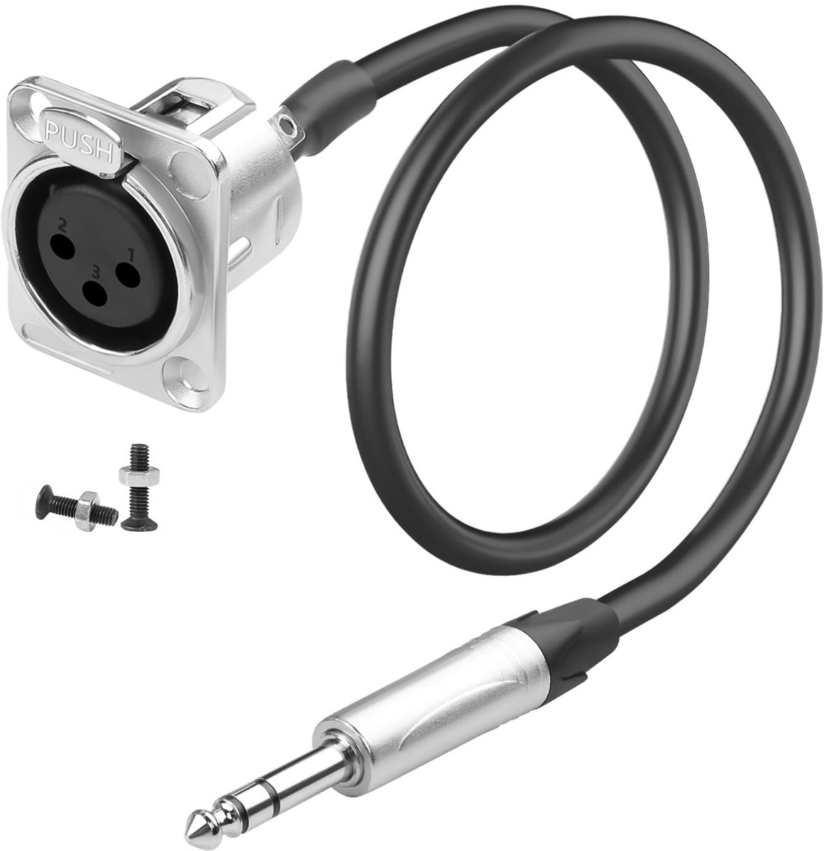 QIANRENON XLR bus naar TRS 6,35 mm stekker paneelmontage stereo adapter korte kabel 3-pins XLR jack naar 1/4 TRS plug - ShopVlot