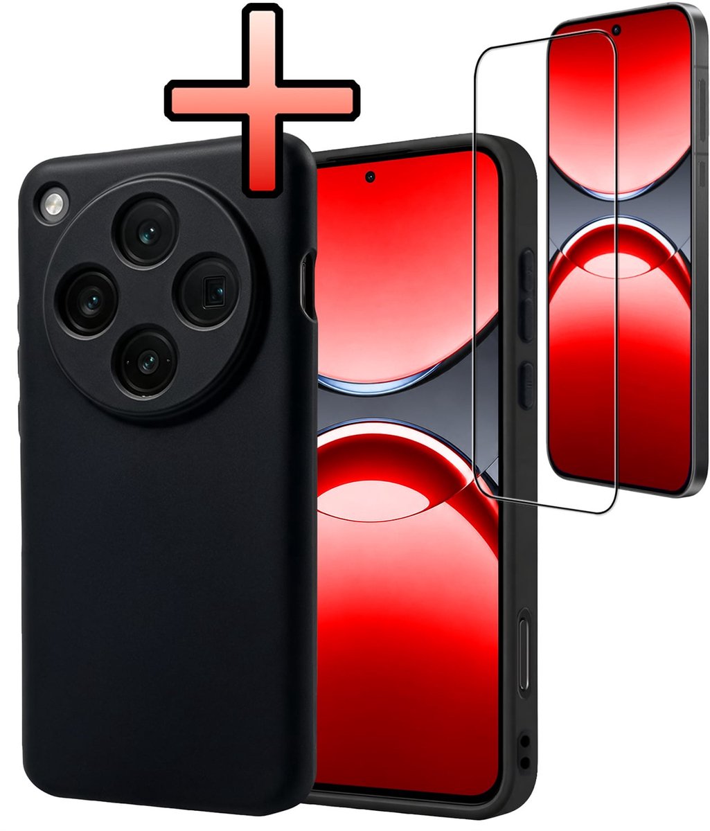 Hoesje - Met Screenprotector - Geschikt voor OPPO Find X8 Pro - Sterk & Shockproof - Back Cover - Siliconen Case - Telefoon Hoes - Zwart