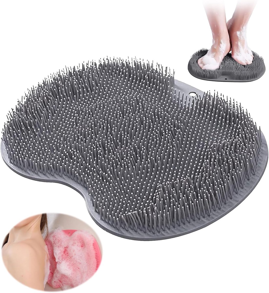 Non-slip silicone massage pad, shower rubber for feet and back, foot massage brush, shower foot cleaner, improves - ShopVlot