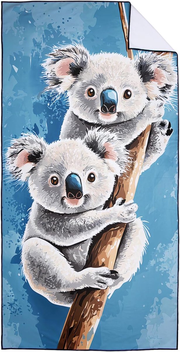 Microfibre Large Beach Towel, 90 x 180 cm, Quick-Drying and Compact Towel/Beach Towel, Koala Motif, Bath Towels for - ShopVlot