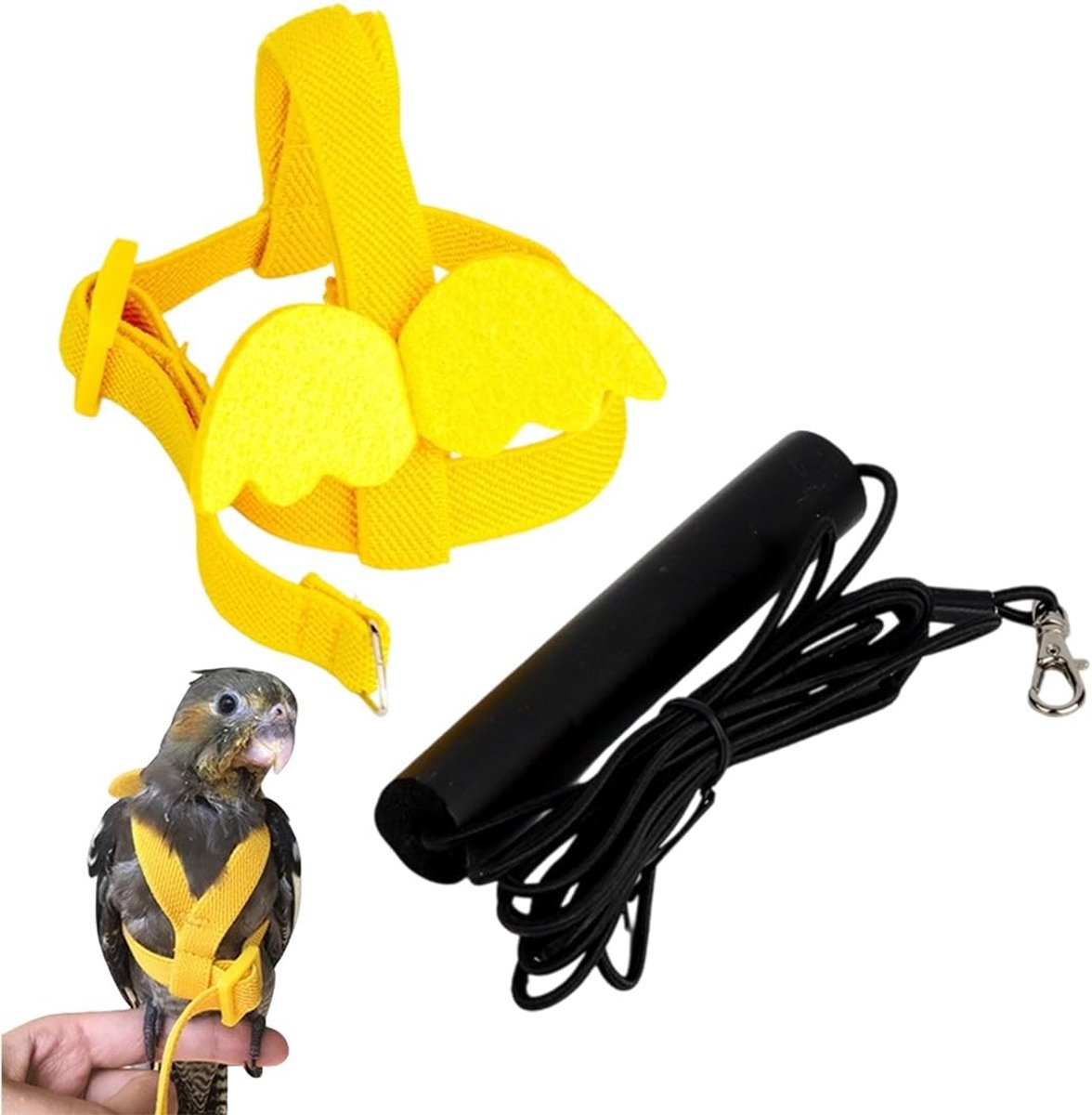 WeddHuis 1 Harness and Leash Adjustable for Parrots, Outdoor Flight Training Rope (Yellow) - ShopVlot